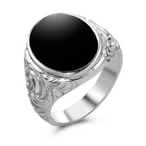 Silber Ring Chevalier mit Onyx